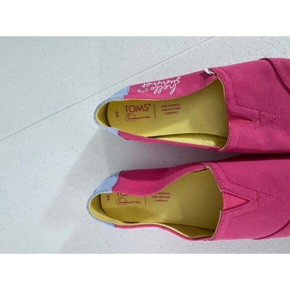 "TOMS" Hello Summer,Alpargata,Paradise Pink,Embroidered ,Flat Shoes, NEW? SZ 8W - Picture 9 of 10